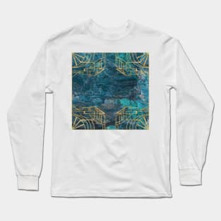 Elegant Marble - Art Deco Bleu Long Sleeve T-Shirt